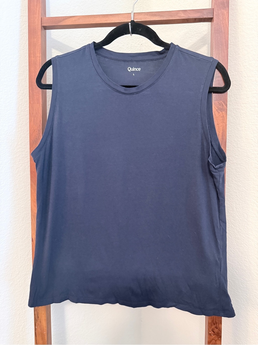 Quince Women's Navy Cotton Modal Sleeveless Muscle Tank Top Size Large